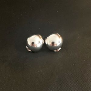 Monet Silver Button Clip On - COSTUME JEWELRY